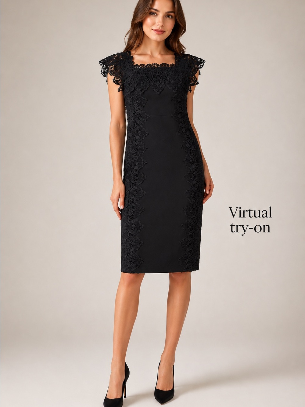 Nicole Miller New York Black Lace Off Shoulder Sheath Dress 8 Lined BuiltIn Cup